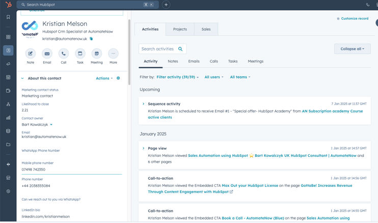 Widok Segmentacji Kontaktu w HubSpot